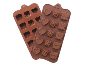 Molde silicona corazones rosas y regalos